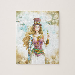 'The Key', Steampunk girl. Jigsaw Puzzle