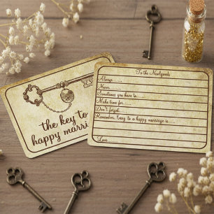 The Key To A Happy Marriage Is... Vintage Wedding Advice Card