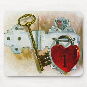 The Key to my Heart~Vintage Tobacco Label Mouse Mat