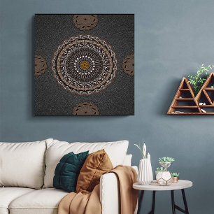 The khaki crocodylus porosus mandala art  canvas print
