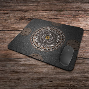 The khaki crocodylus porosus mandala art mouse mat