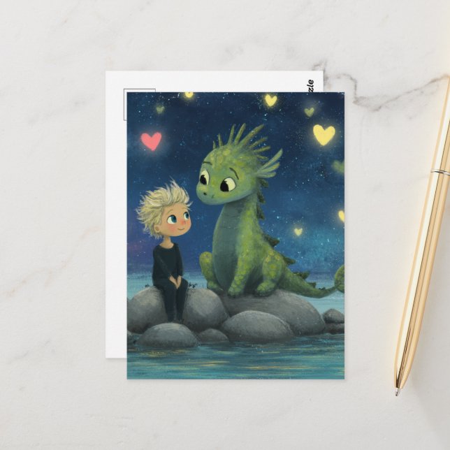 The Kid and Dragon Postcard (Front/Back In Situ)