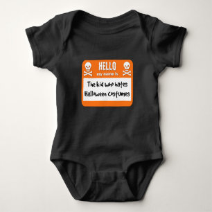 The Kid Who Hates Halloween Costumes Name Tag Baby Bodysuit