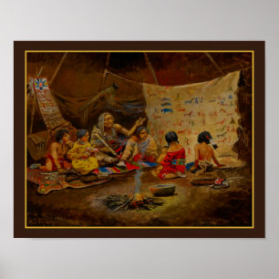 "The Kindergarten" by Charles Marion Russell 1900 Poster