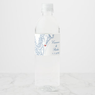 The King and Prince St Simons GA Map Wedding Water Bottle Label