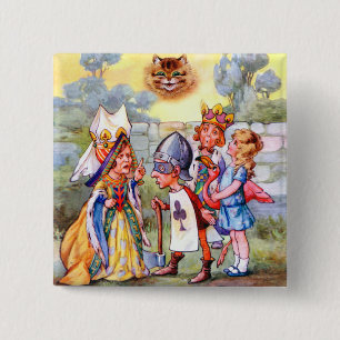 The King and Queen of Hearts and the Cheshire Cat 15 Cm Square Badge