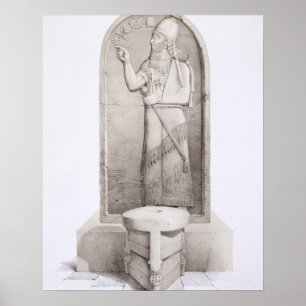 The King and Sacrificial Altar, Nimrud, plate 4 fr Poster