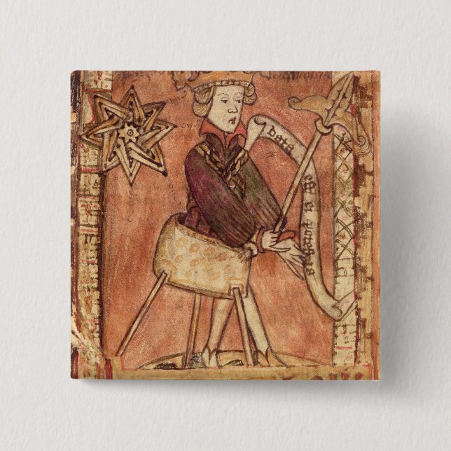 The King dispensing justice 15 Cm Square Badge (Front)