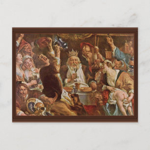 The King Drinks By Jordaens Jacob (Best Quality) Postcard