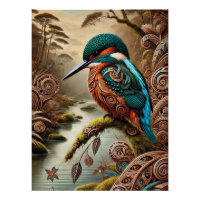 The King Fisher in Maori Art Style, digital