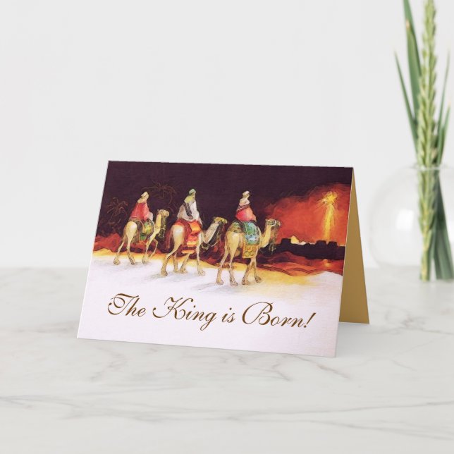 The King is Born Christian Christmas Card w/Verse (Front)