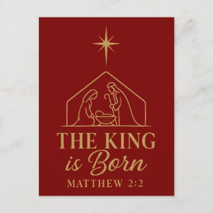 The King Is Born Nativity Christmas Design Holiday Postcard