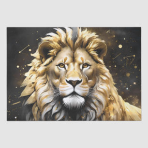 The King: Majestic Gold And Gray Male Lion, Tissue Paper