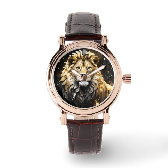 The King: Majestic Gold And Gray Male Lion, Watch (Front)