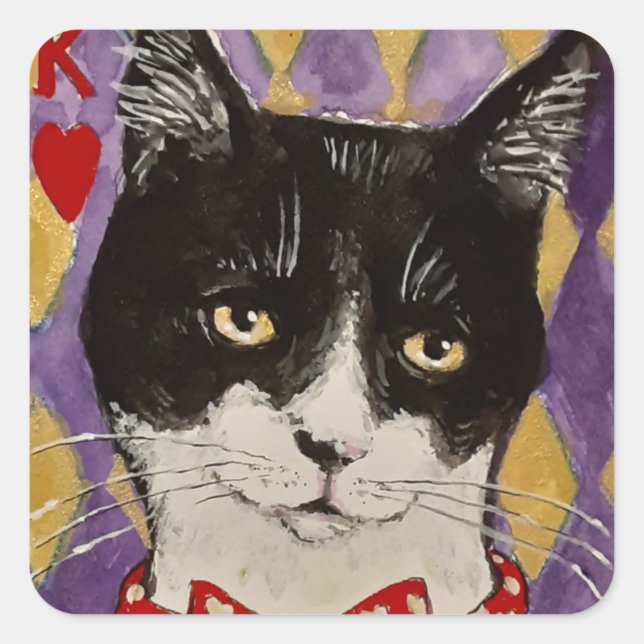 The King Of Hearts cat sticker (Front)