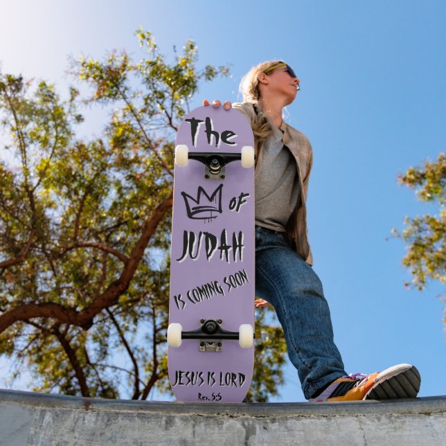 The King of Judah Jesus Purple Doodle Christian Skateboard (Outdoor 1)