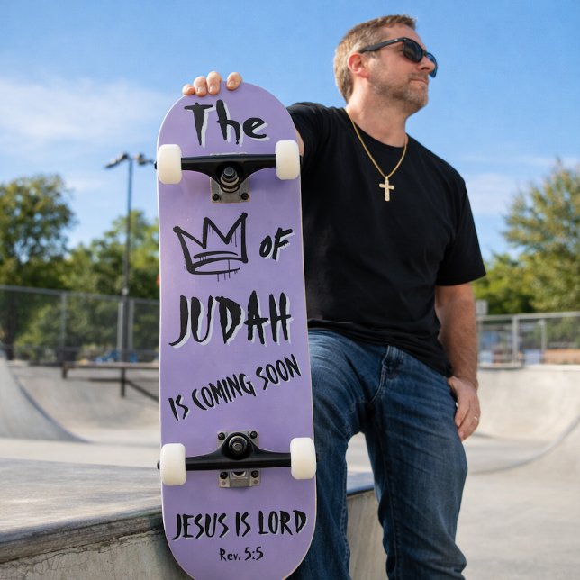 The King of Judah Jesus Purple Doodle Christian Skateboard (Creator Uploaded)
