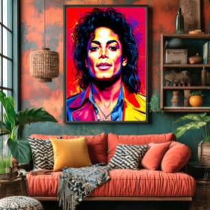 The King of Pop in Electric Colours Canvas Print