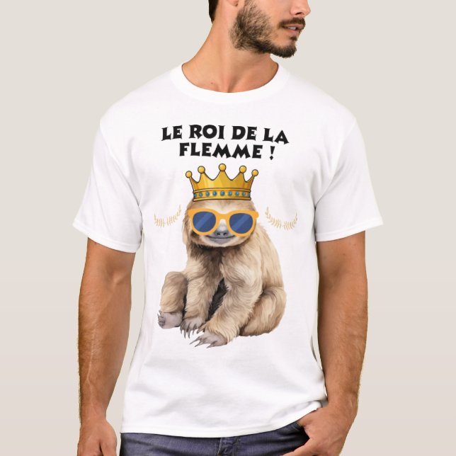 The King of Slacking – Lazy Monkey Illustration T-Shirt (Front)