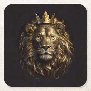 The King! The Not-So-Cowardly Lion of Oz Square Paper Coaster