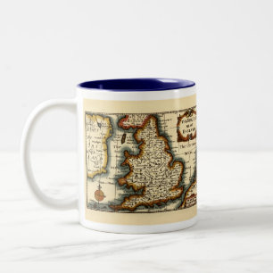 The Kingdome of England Old Antiquarian Atlas Map Two-Tone Coffee Mug