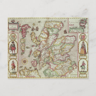 The Kingdome of Scotland, engraved by Jodocus Postcard