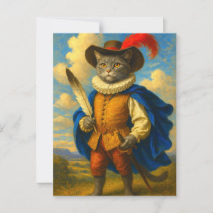 The King's First Blade A Musketeer Cat Honour Postcard