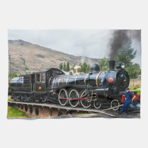 The Kingston Flyer, steam engine locomotive Tea Towel
