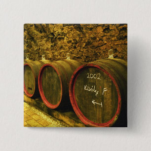 The Kiralyudvar winery: Barrels with Tokaj wine 15 Cm Square Badge