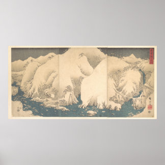"The Kiso Mountains in Snow" by Utagawa Hiroshige Poster