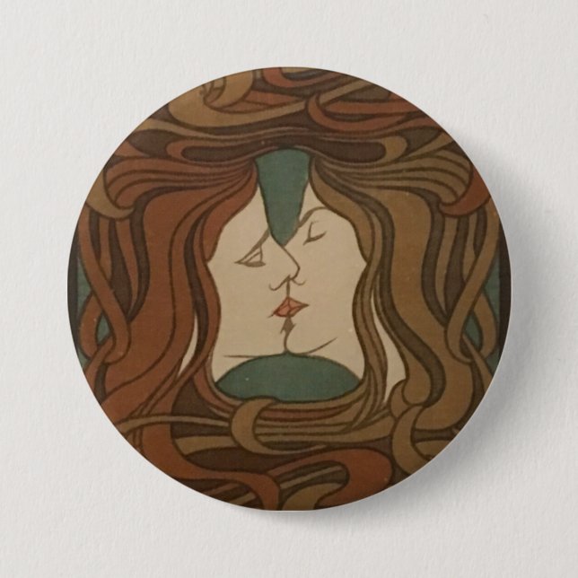 The Kiss 1898, woman - Art Nouveau - Illustration 7.5 Cm Round Badge (Front)