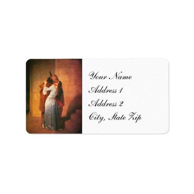 The Kiss Address Label by Francesco Hayez (Front)