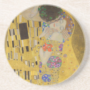 The Kiss, Art Nouveau Oil Painting, Gustav Klimt Coaster