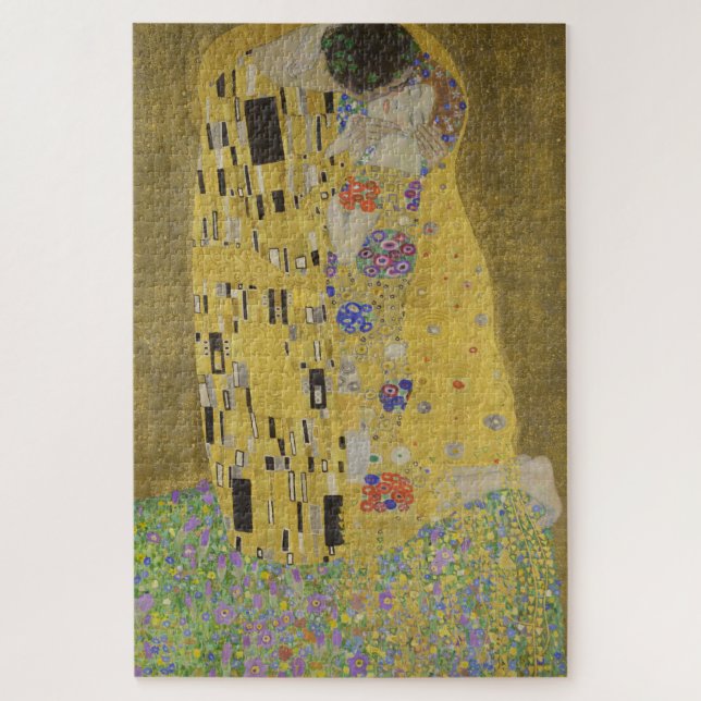 The Kiss, Art Nouveau Oil Painting, Gustav Klimt Jigsaw Puzzle (Vertical)
