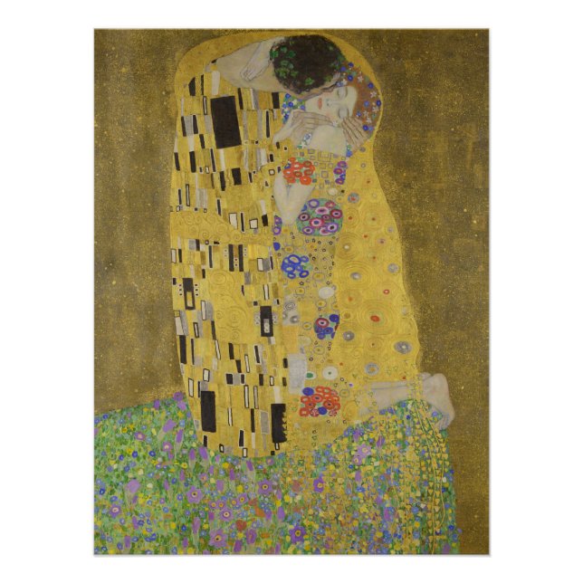 The Kiss, Art Nouveau Oil Painting, Gustav Klimt Poster (Front)