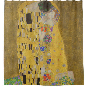 The Kiss, Art Nouveau Oil Painting, Gustav Klimt Shower Curtain