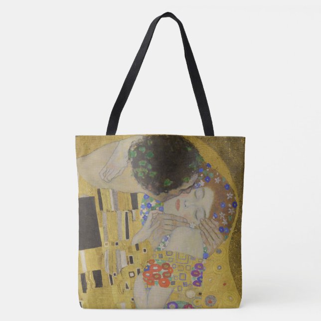 The Kiss, Art Nouveau Oil Painting, Gustav Klimt Tote Bag (Front)