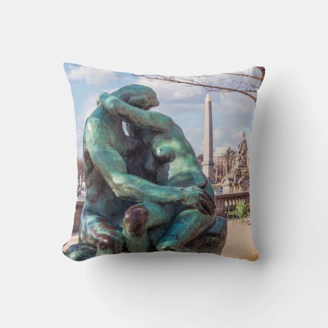 The Kiss by Auguste Rodin at the Tuileries, Paris Cushion (Front)