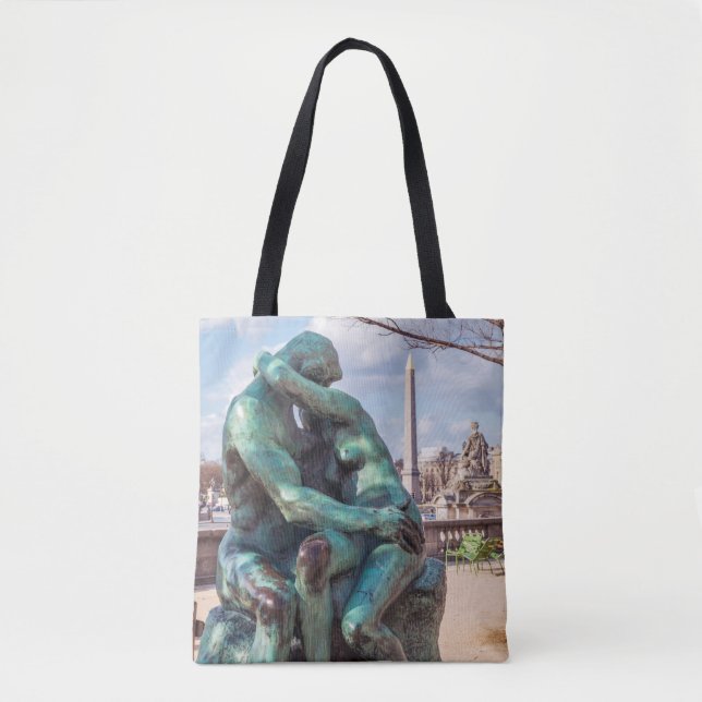 The Kiss by Auguste Rodin at the Tuileries, Paris Tote Bag (Front)