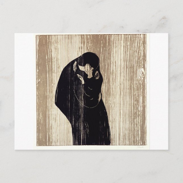 The kiss by Edvard Munch lithography, Postcard (Front)