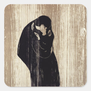 The kiss by Edvard Munch lithography, Square Sticker