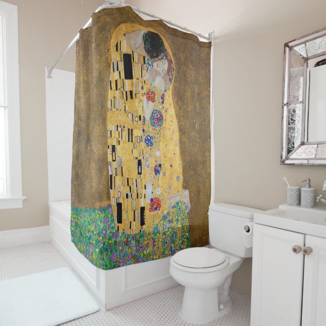 The Kiss by Gustav Klimt Apron Shower Curtain (In Situ)