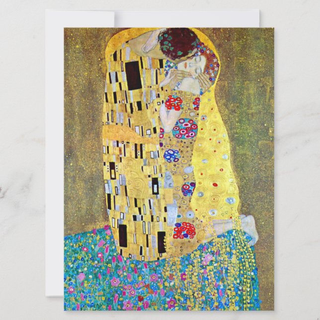 The Kiss by Gustav Klimt, Art Nouveau Wedding Invitation (Front)