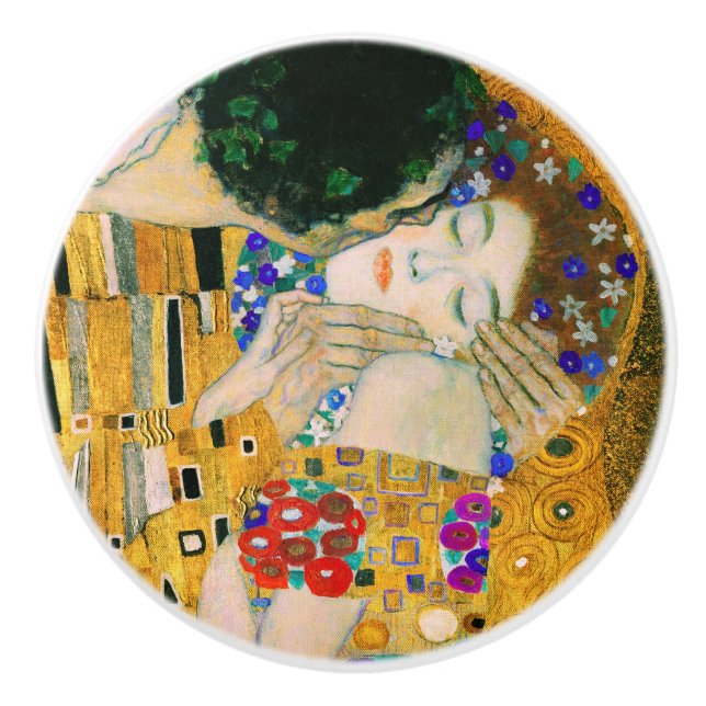 The Kiss by Gustav Klimt Ceramic Knob (Front)