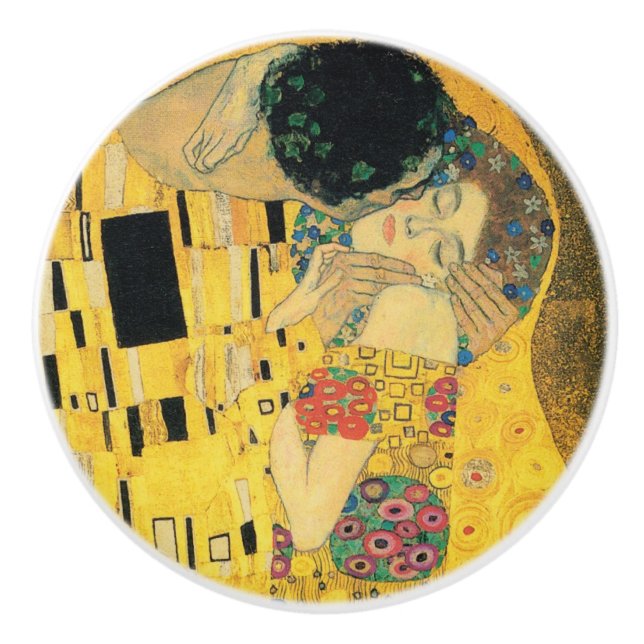 The Kiss by Gustav Klimt Ceramic Knob (Front)