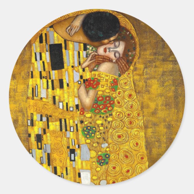 The Kiss by Gustav Klimt Classic Round Sticker (Front)