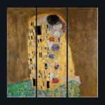 The Kiss by Gustav Klimt Faux Canvas Print Acrylic Triptych<br><div class="desc">The Kiss by Gustav Klimt The Kiss is an oil-on-canvas painting with added gold leaf, silver and platinum. by the Austrian Symbolist painter Gustav Klimt. It was painted at some point in 1907 and 1908, during the height of what scholars call his "Golden Period". Featuring shimmering gold tones, stylised forms,...</div>