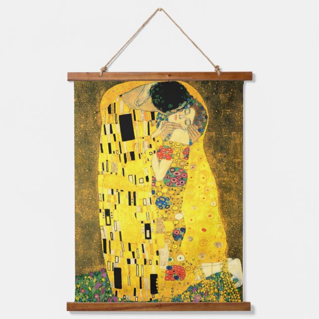 The Kiss by Gustav Klimt Fine Art Poster Print Hanging Tapestry (Front)