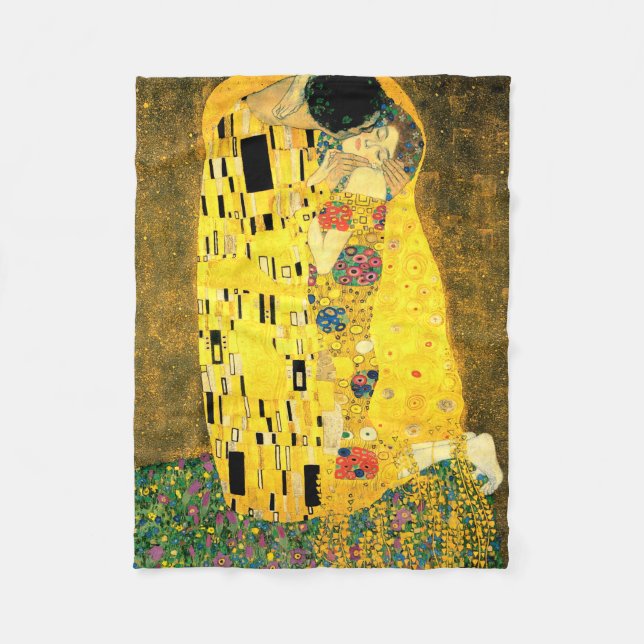 The Kiss by Gustav Klimt Fleece Blanket (Front)