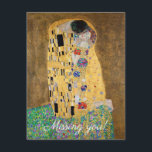 The Kiss by Gustav Klimt Missing you<br><div class="desc">The Kiss by Gustav Klimt The Kiss is an oil-on-canvas painting with added gold leaf, silver and platinum. by the Austrian Symbolist painter Gustav Klimt. It was painted at some point in 1907 and 1908, during the height of what scholars call his "Golden Period". Featuring shimmering gold tones, stylized forms,...</div>